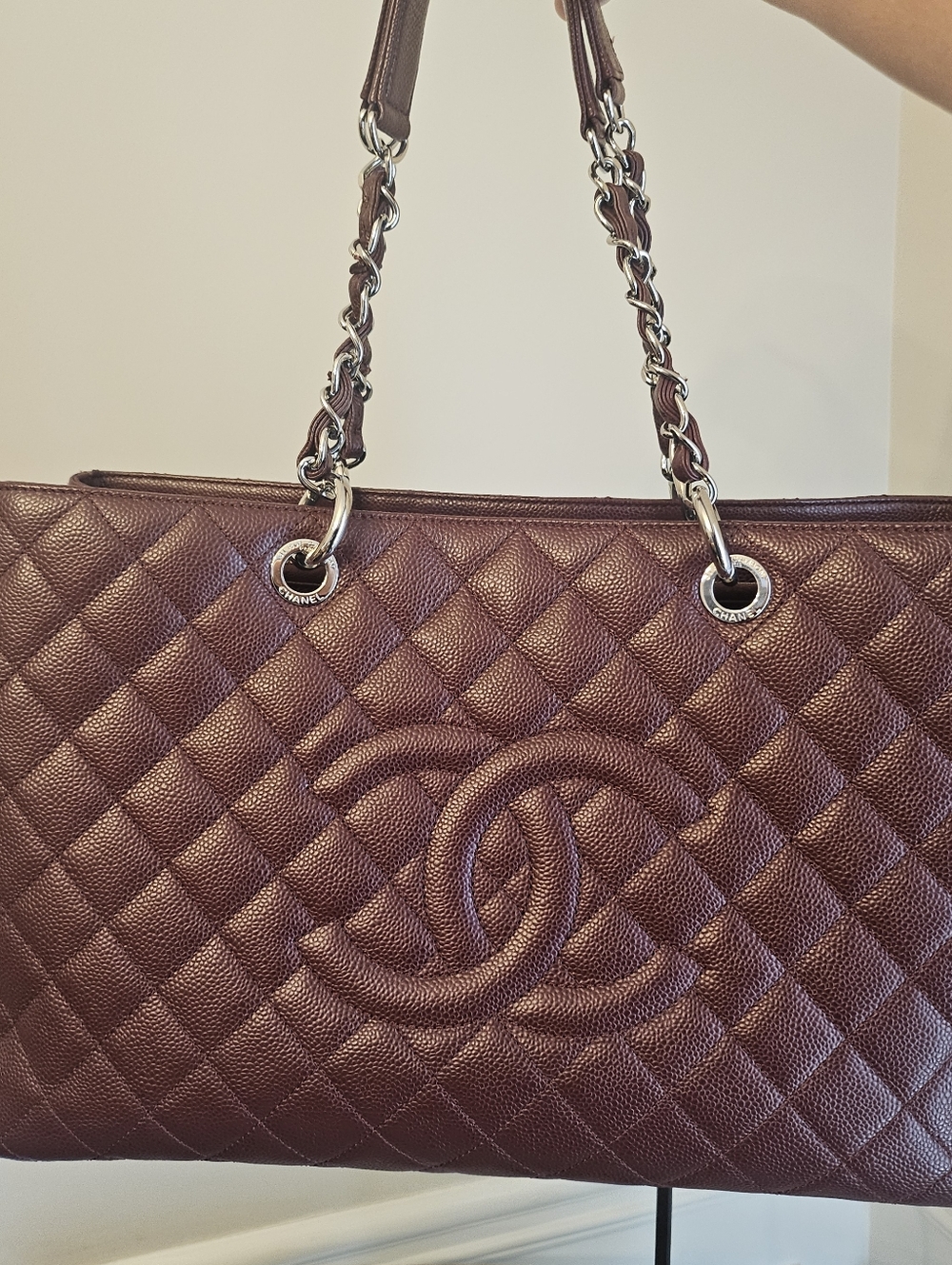 CHANEL GST XL Burgundy Caviar Leather Tote Silver HW Series 17 Discontinued - Picture 14 of 16